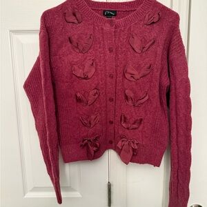Art Class Berry Sweater with Bow Accents